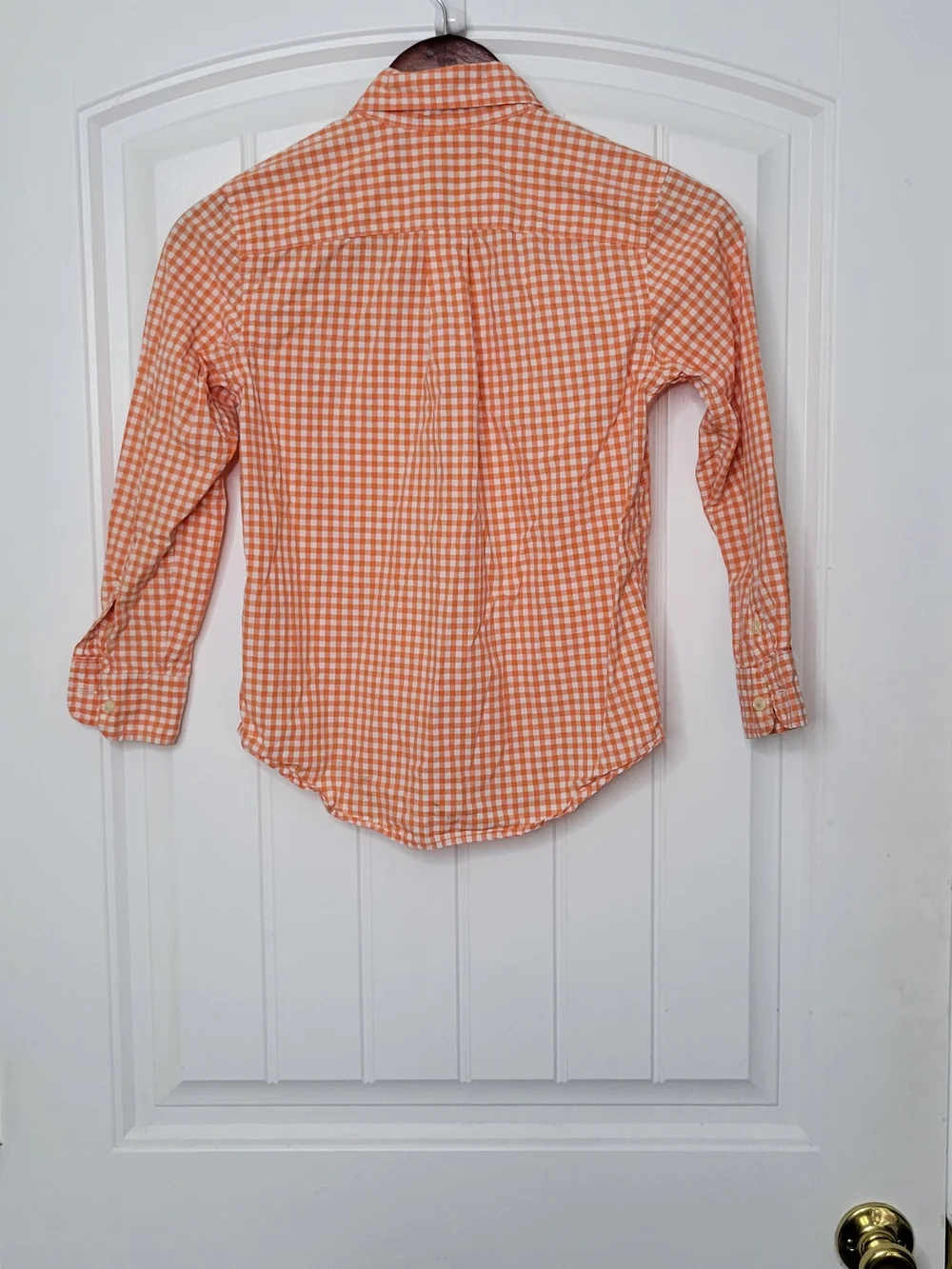 Ralph Lauren Orange Gingham Button-Down Shirt with Polo Logo